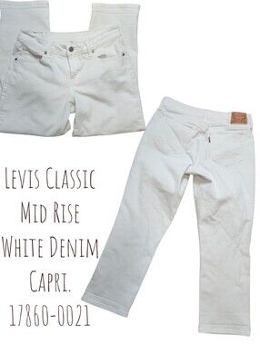 Levi's Red Tab # 17860-0021 Women's white denim jeans crop capri pants 26